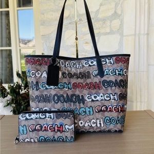 COACH GRAFITTI TOTE BAG AND WALLET